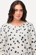 Bluza, kropki, z odkrytymi brzegami, okrągły dekolt, długi rękaw