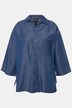 Blusa camisera de Lyocell, aspecto vaquero, escote en V, manga 3/4