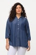 Blusa camisera de Lyocell, aspecto vaquero, escote en V, manga 3/4