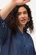 Blusa camisera de Lyocell, aspecto vaquero, escote en V, manga 3/4