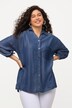 Blusa camisera de Lyocell, aspecto vaquero, escote en V, manga 3/4
