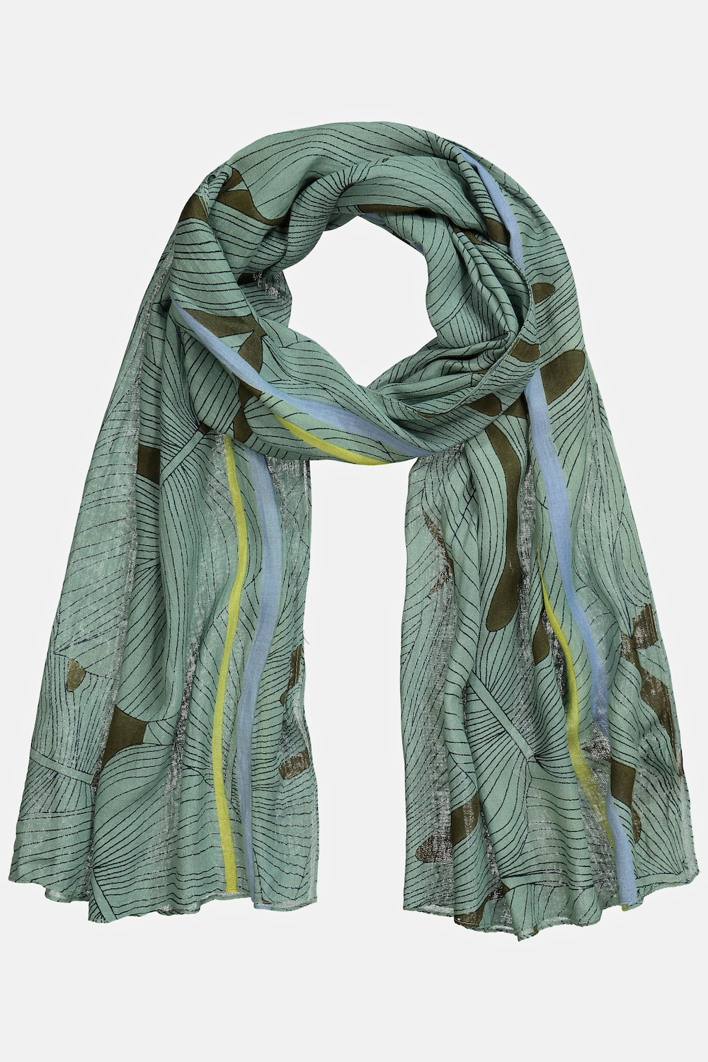 grandes tailles foulard. imprimé tropical. rayures., femmes, vert, taille: one size, viscose, ulla popken