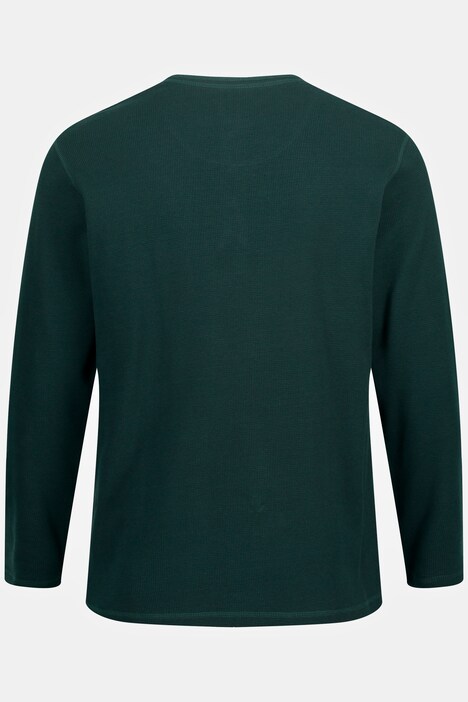 Henley, OEKO-TEX, Langarm, Waffelpiqué, Rundhals