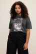 T-shirt, oversized, acid washed, XL print, halve mouwen