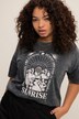 T-shirt, oversized, acid washed, XL print, halve mouwen