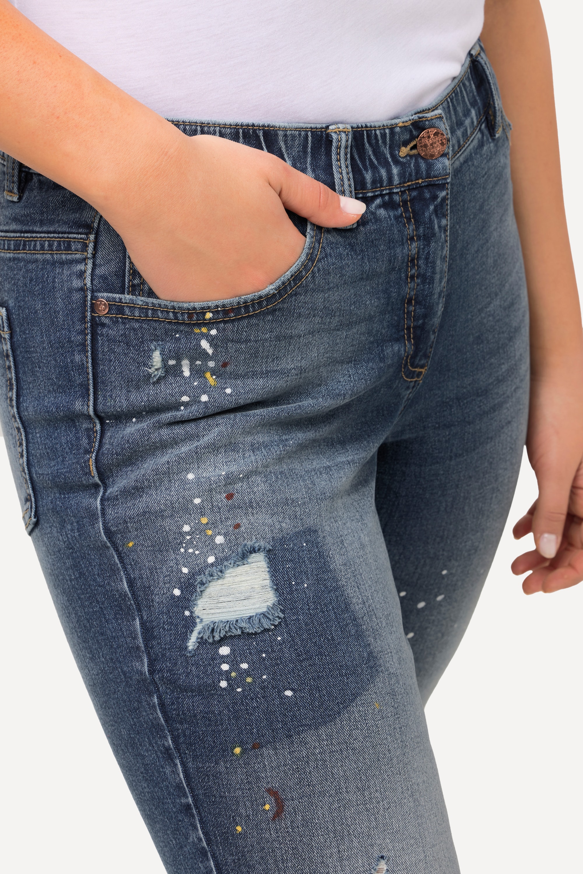 Ulla Popken Damen große Größen Jeans Sarah Destroyeffekte schmales Bein