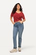 Jeans Mandy, Fransensaum, weites Bein, Stretch