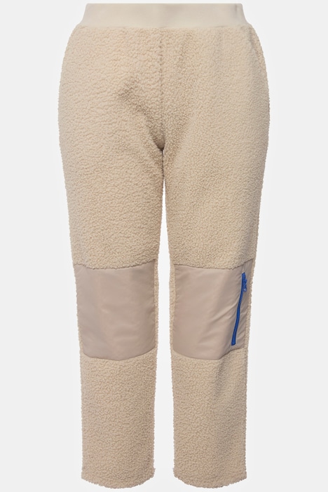 Terry Elastic Waist Wide Leg Cotton Knit Crop Pants