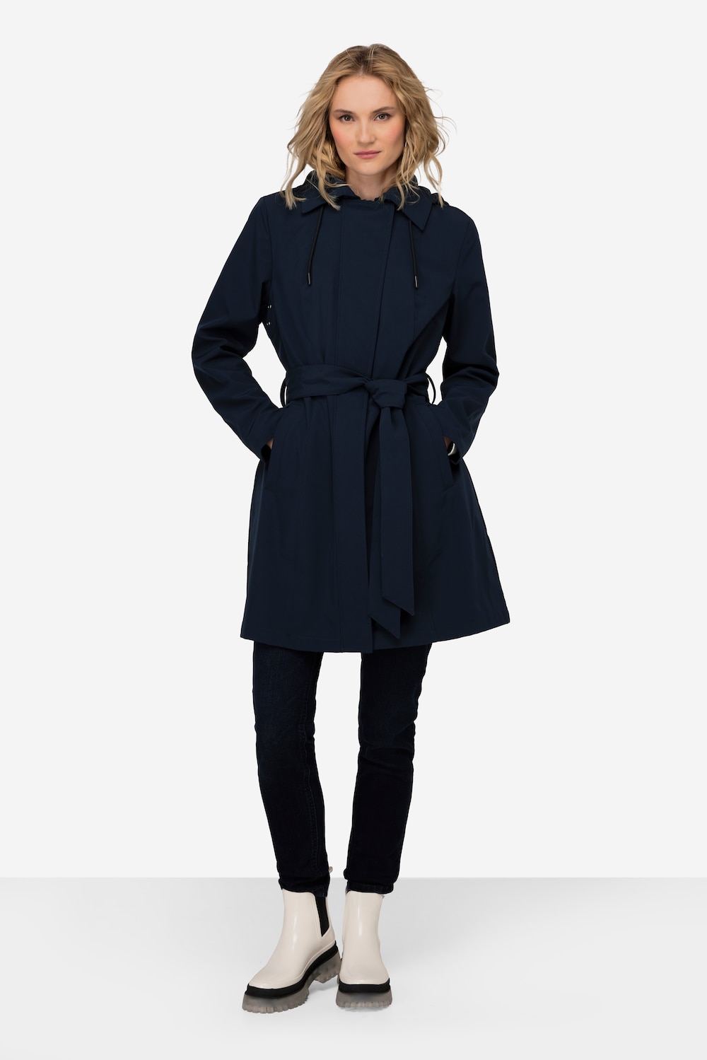 Große Größen Trenchcoat, Damen, blau, Größe: XL, Polyester, LAURASON