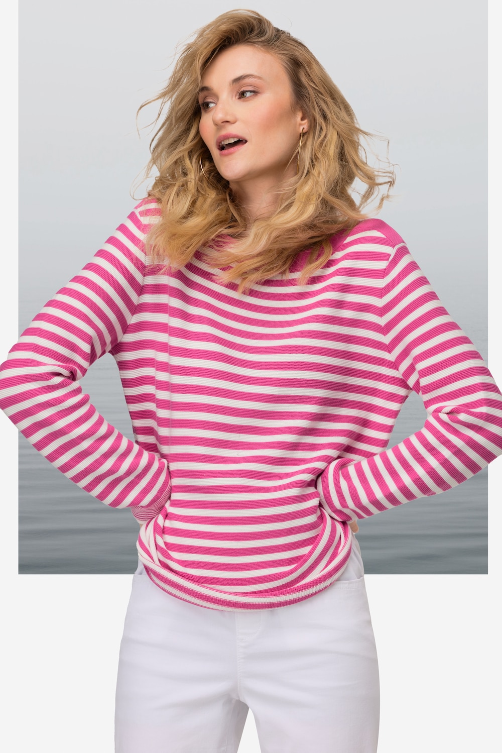 Große Größen Pullover, Damen, rosa, Größe: L, Baumwolle, LAURASON