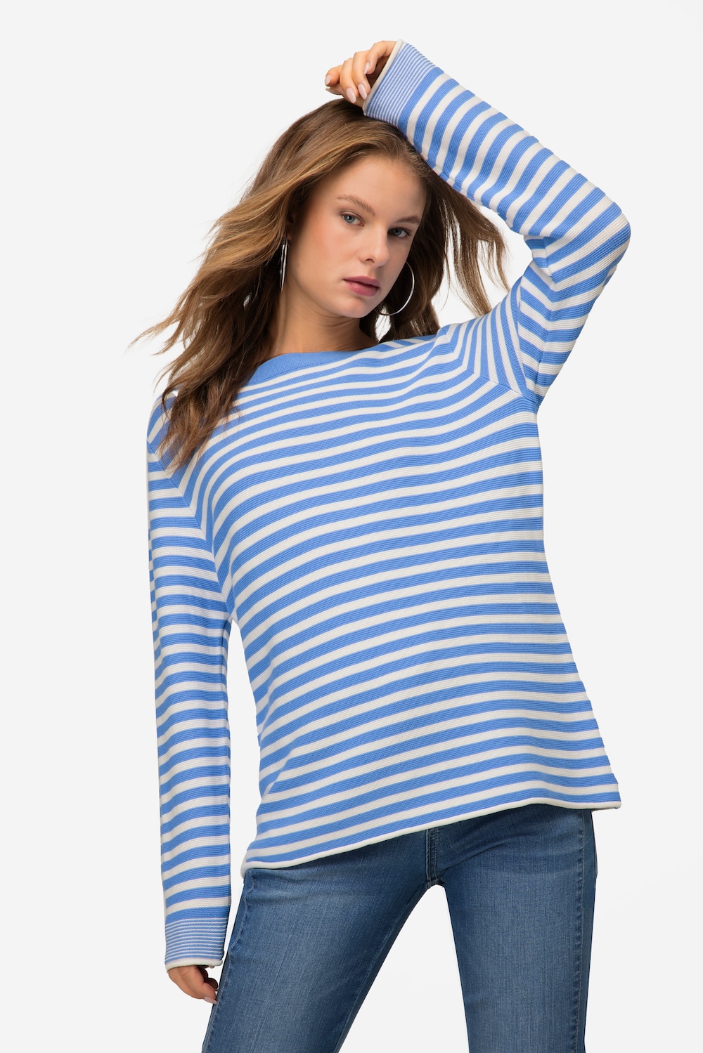 Große Größen Pullover, Damen, blau, Größe: L, Baumwolle, LAURASON