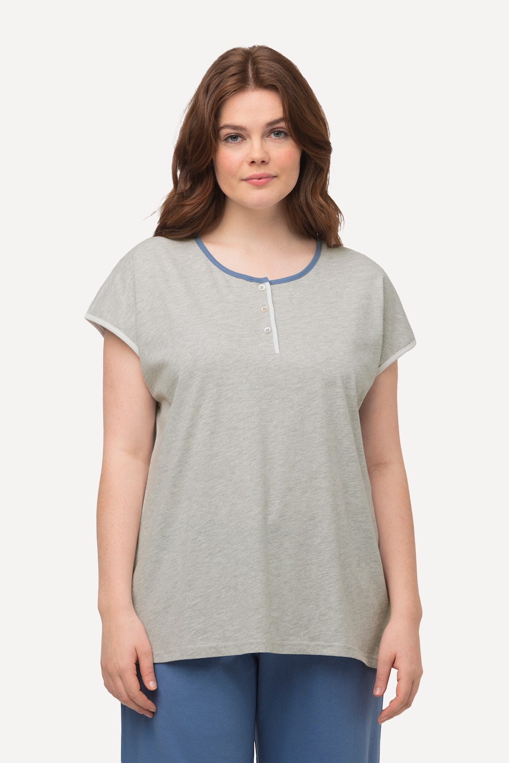 Große Größen Pyjama-T-Shirt, Damen, beige, Größe: 50/52, Baumwolle, Ulla Popken