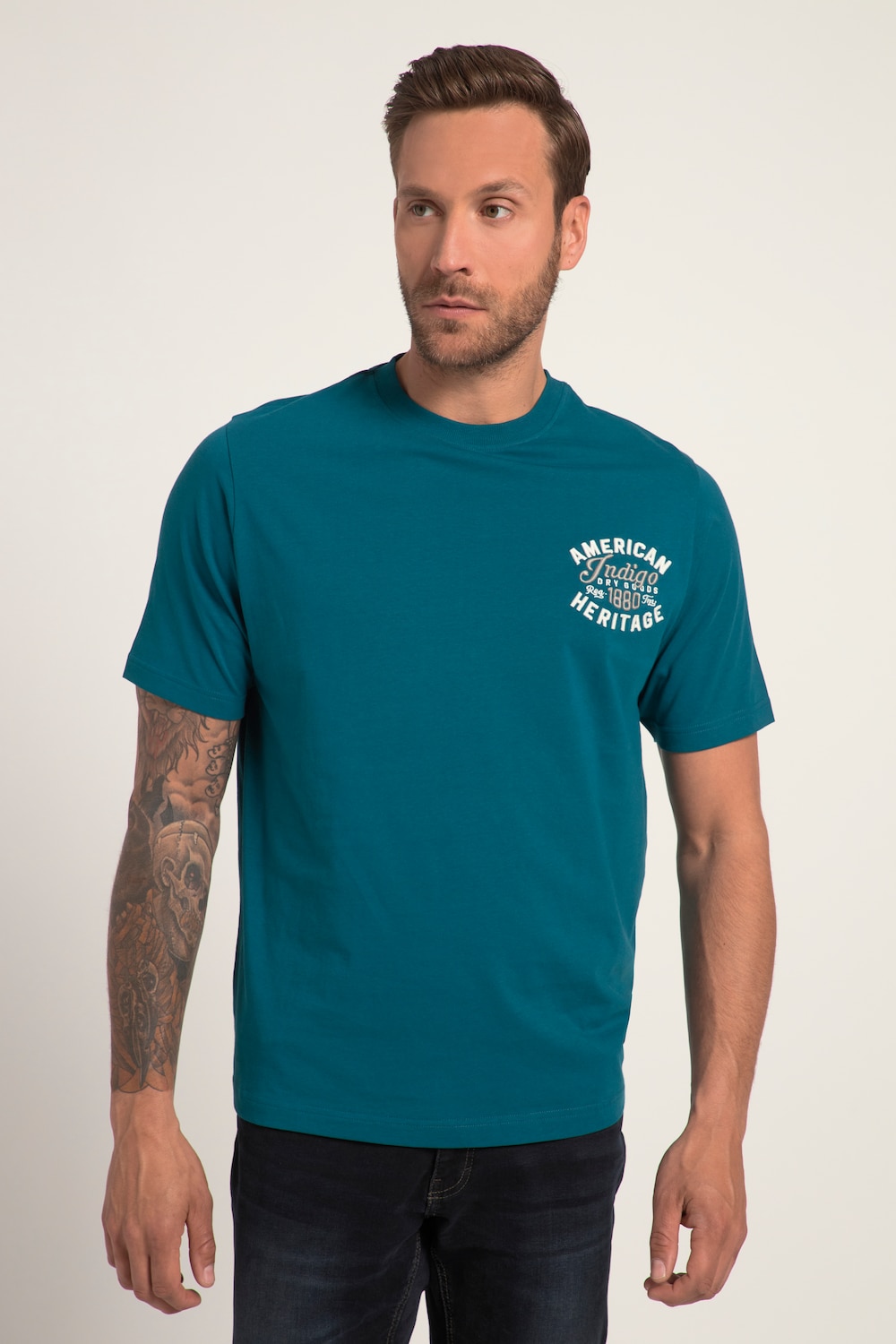 Große Größen T-Shirt, Herren, blau, Größe: 7XL, Baumwolle, JP1880