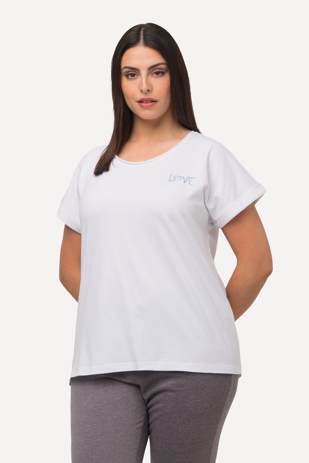 Große Größen Loungewear-Shirt, Damen, weiß, Größe: 54/56, Baumwolle/Viskose, Ulla Popken