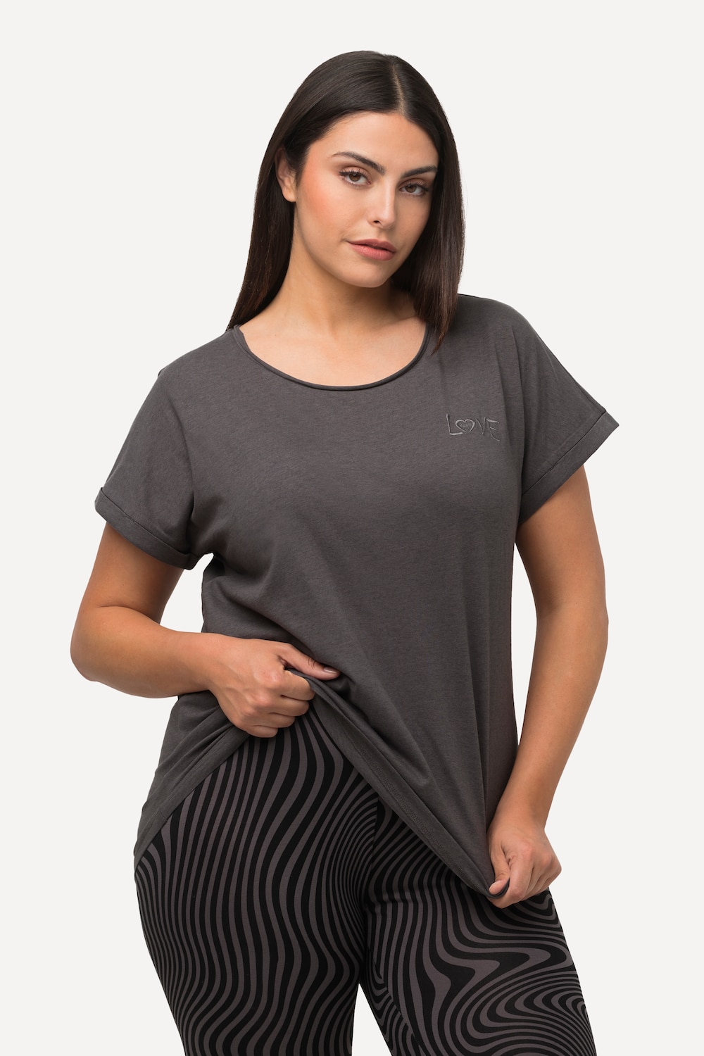 Große Größen Loungewear-Shirt, Damen, braun, Größe: 46/48, Baumwolle/Viskose, Ulla Popken