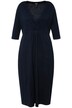 Midi šaty, řasení, A střih, výstřih do V, 3/4 rukávy