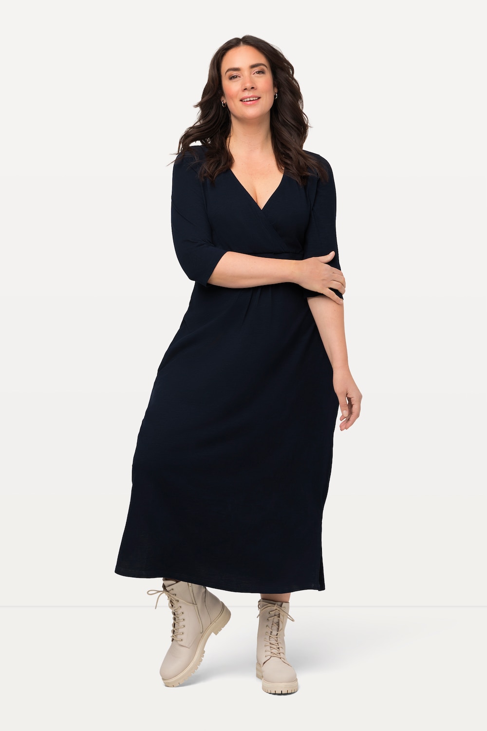 Grote Maten Jersey midi-jurk, Dames, blauw, Maat: 50/52, Katoen, Ulla Popken