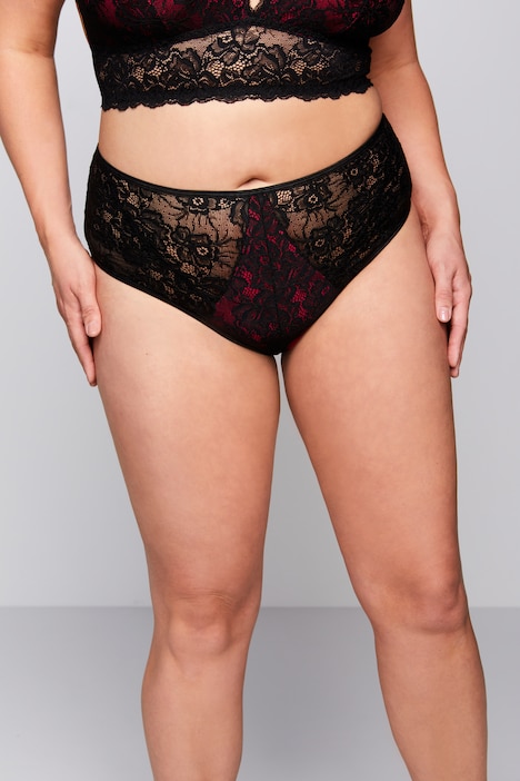 Sexy Floral Lace Panty Solid Underwear Brief Plus Side Crotchless