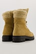 Lærboots, teddyfleecefôr, utskiftbar fotseng, bredde H