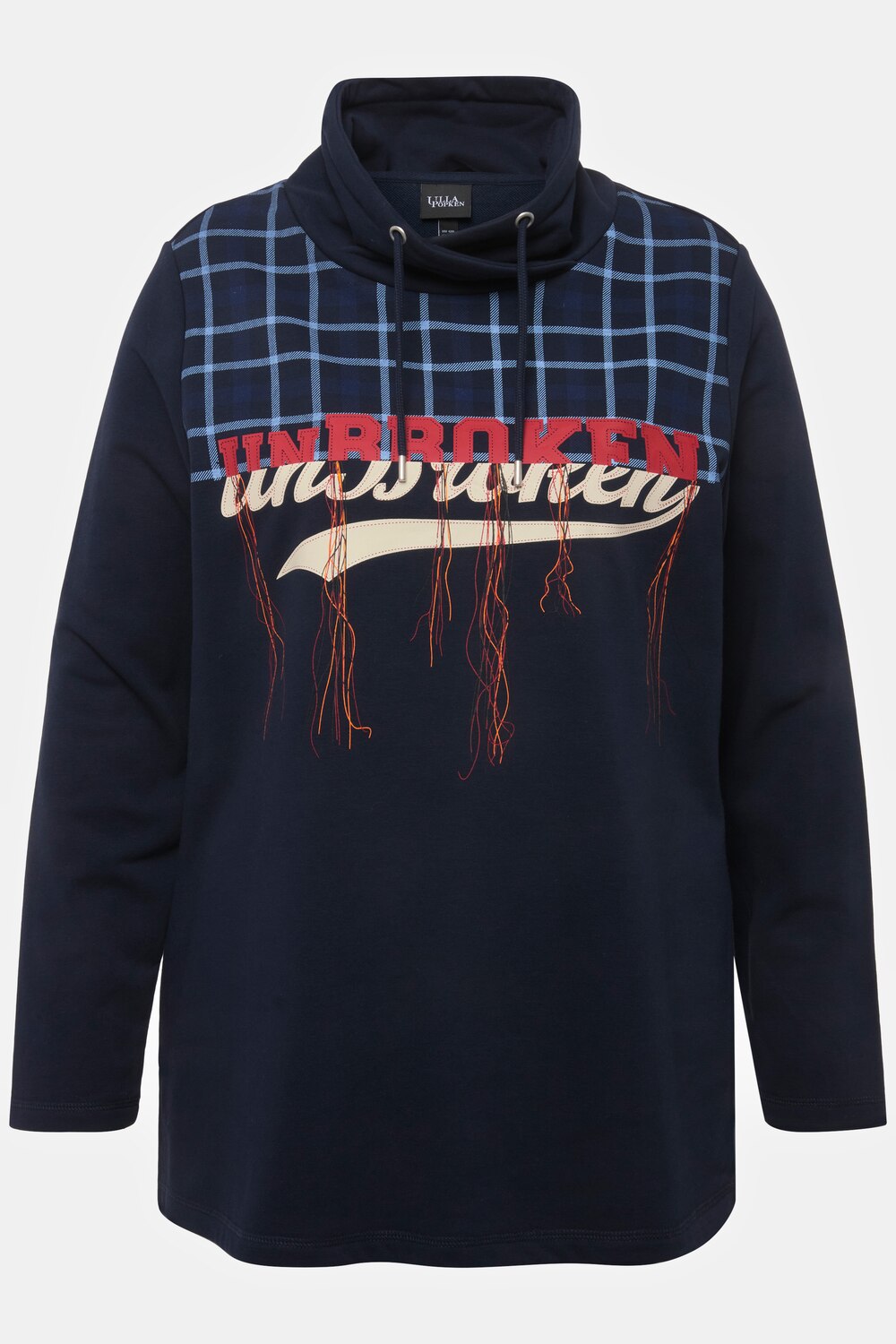 Stora storlekar Sweatshirt i frotté med rutor, Dam, blå, storlek: 46/48, Bomull/Polyester, Ulla Popken