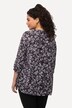 Bluzka, wzór millefleur, wstawka z marszczeniem, okrągły dekolt, rękaw 3/4