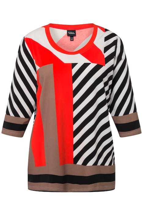 Tričko, pruhy, kulatý výstřih, 3/4 rukávy