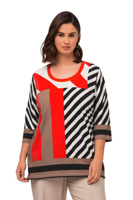 Tričko, pruhy, kulatý výstřih, 3/4 rukávy