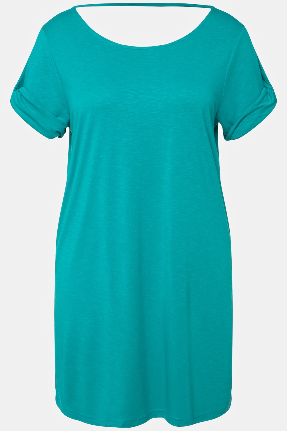 Stora storlekar T-shirt med drapering, Dam, turkos, storlek: 50/52, Syntetfibrer/Polyester, Ulla Popken