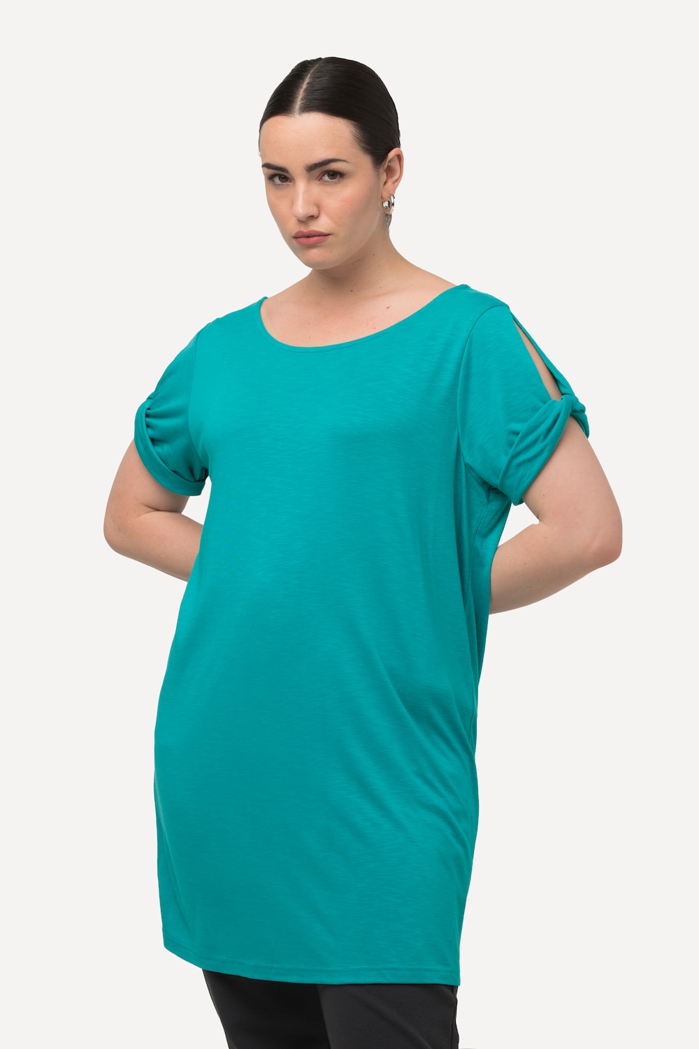 Grote Maten T-shirt, Dames, turquoise, Maat: 54/56, Synthetische vezels/Polyester, Ulla Popken