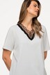 Embroidery Trimmed V-Neck Tee