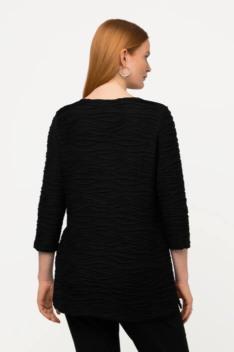 T-Shirt, Wellenstruktur, Keyhole, Rundhals, 3/4-Arm