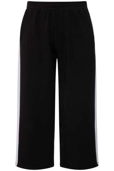 Žerzejové široké kalhoty, postranní pruhy, široké nohavice, elastický pas