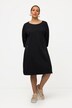 Dresowa sukienka midi, łódkowy dekolt, suwak, rękaw 3/4