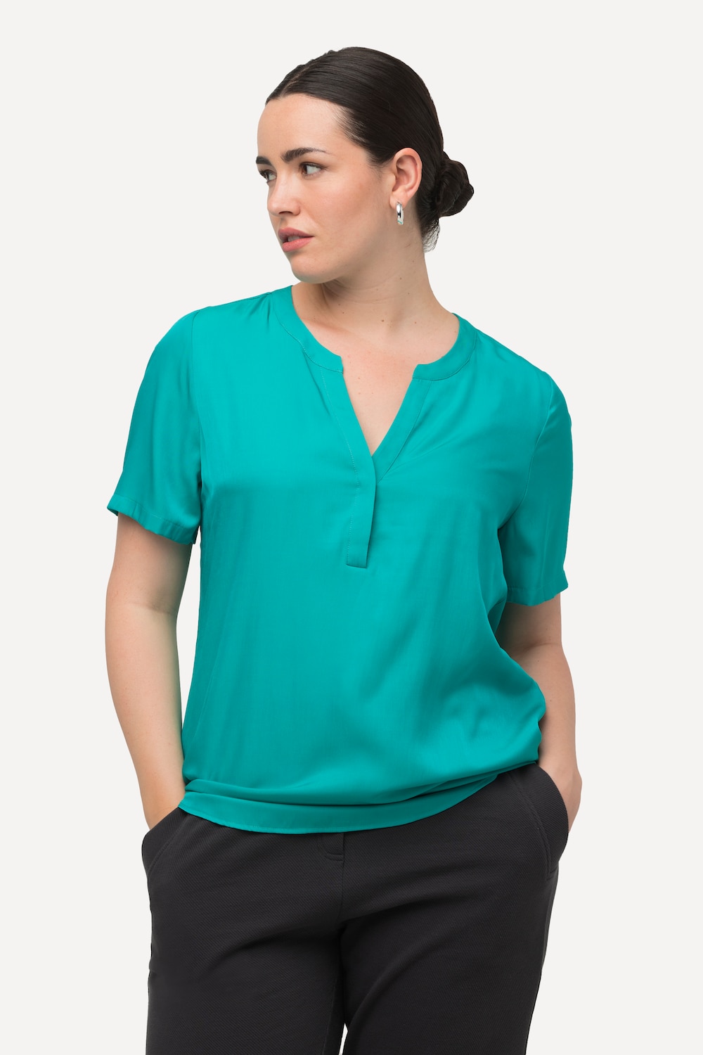 Grote Maten Blouse, Dames, turquoise, Maat: 58/60, Viscose/Polyester, Ulla Popken