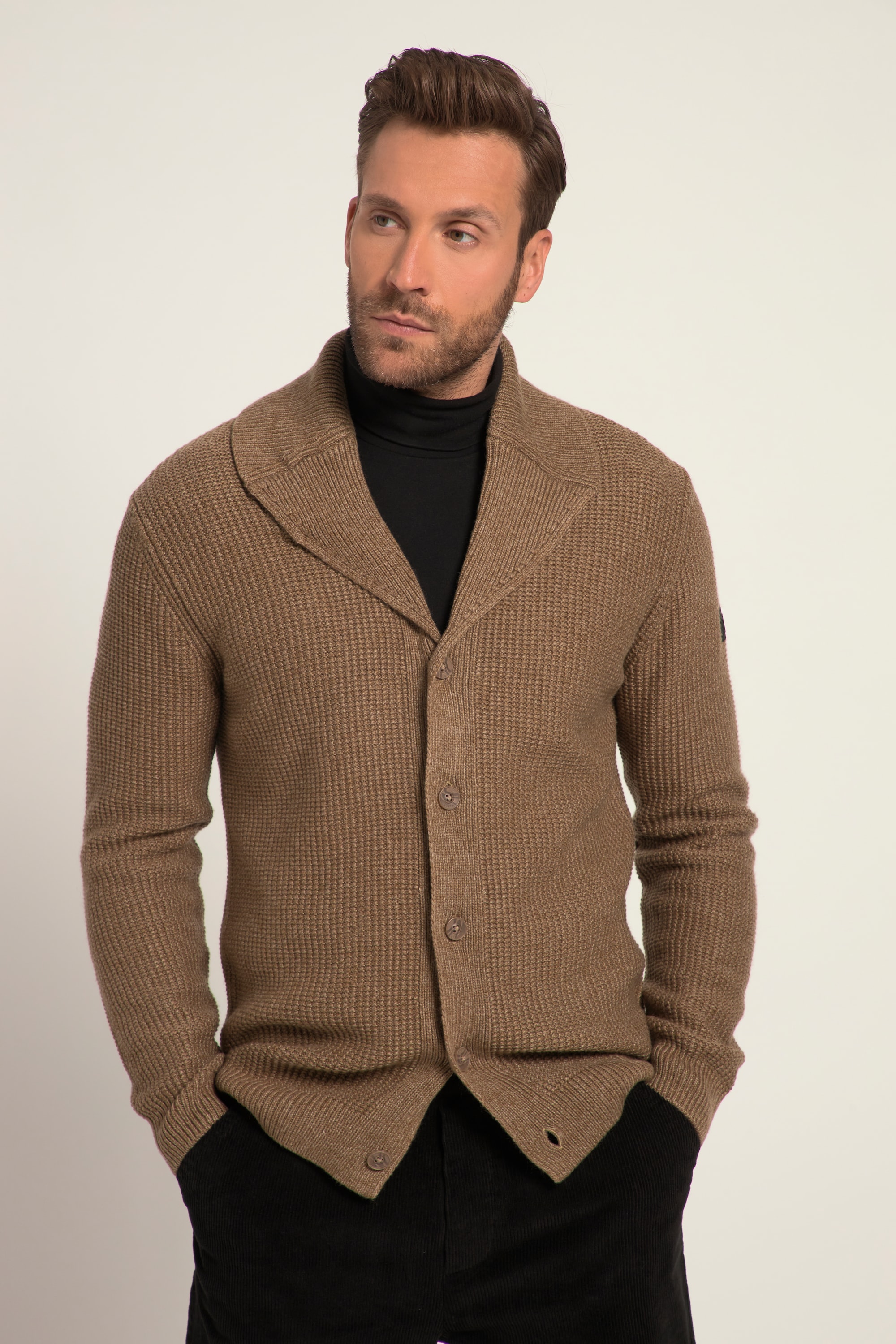 JP 1880 Herren große Größen Strickjacke Wollmix Schalkragen Knopfleiste 820241