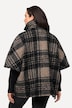 Poncho a quadri in tessuto bouclé con collo alto e cerniera a doppio cursore