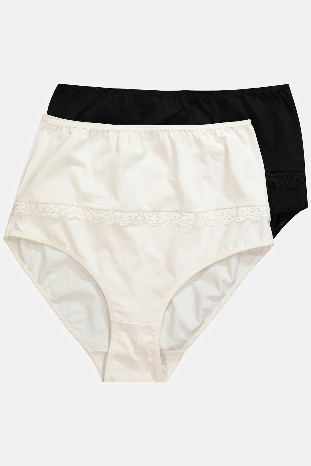 grandes tailles lot de 2 culottes maxi avec un ourlet en dentelle, femmes, blanc, taille: 52/54, coton/fibres synthétiques/élasthanne, ulla popken