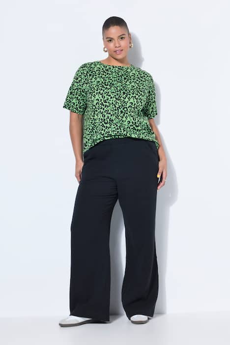 Pantaloni in mussola con taglio della gamba ampio e cintura elastica