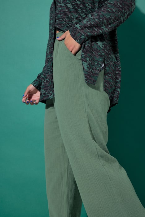 Hose, wide Legs, Musselin, Elastikbund