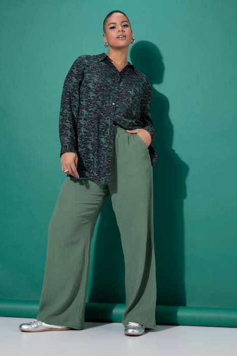 Hose, wide Legs, Musselin, Elastikbund