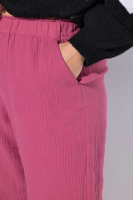 Hose, wide Legs, Musselin, Elastikbund