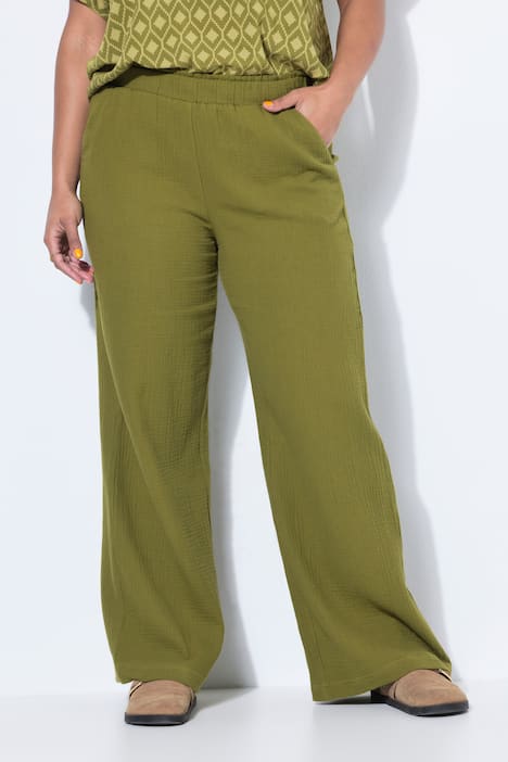 Hose, wide Legs, Musselin, Elastikbund