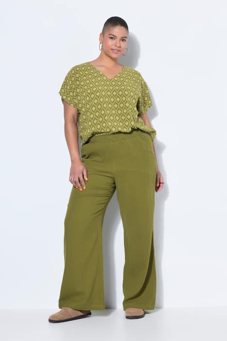 Hose, wide Legs, Musselin, Elastikbund