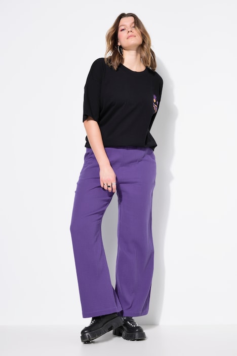 Pantalon en mousseline à jambes larges et taille élastique