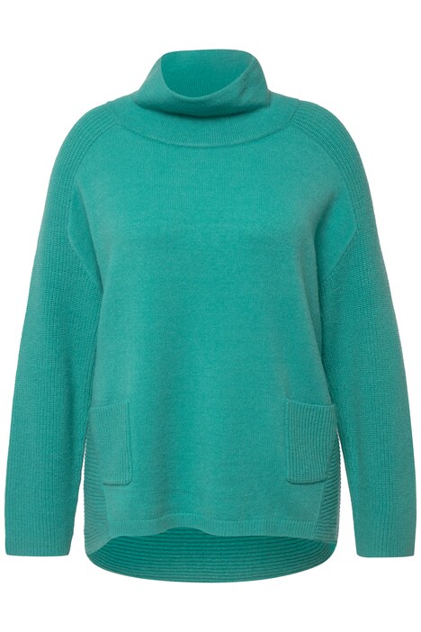 Svetr, vsadky z žebrovaného úpletu, stojáček, dlouhé rukávy