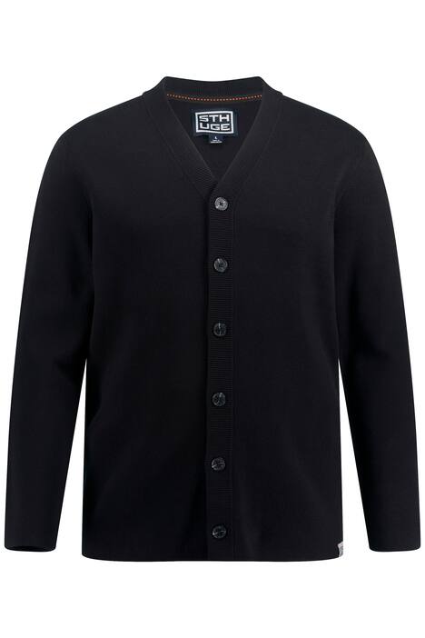 Rozepínací svetr STHUGE, college styl, výstřih do V, do 8XL