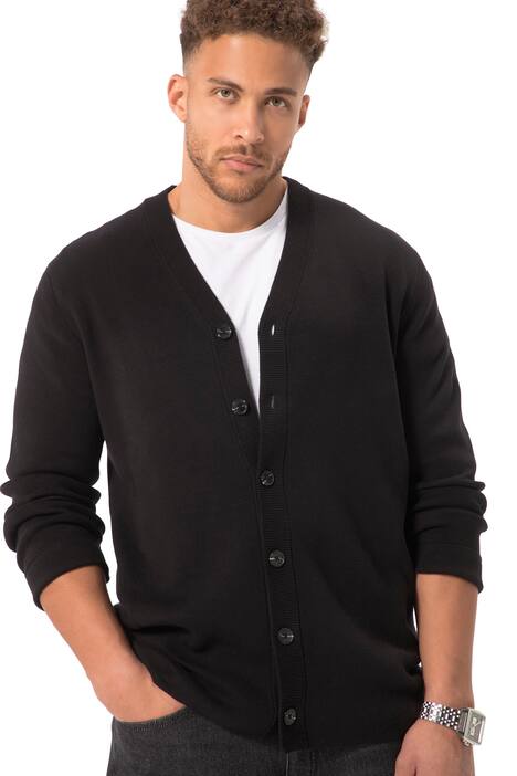 Rozepínací svetr STHUGE, college styl, výstřih do V, do 8XL