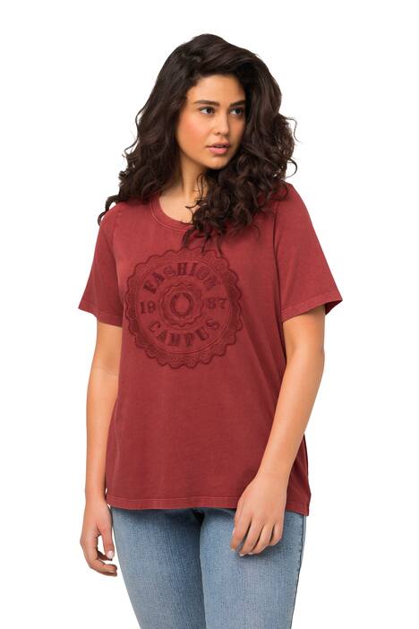 Tričko, výšivka College, kulatý výstřih, krátké rukávy