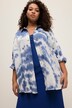 Bluzka z muślinu, oversize, nadruk batikowy, kołnierzyk koszulowy, długi rękaw