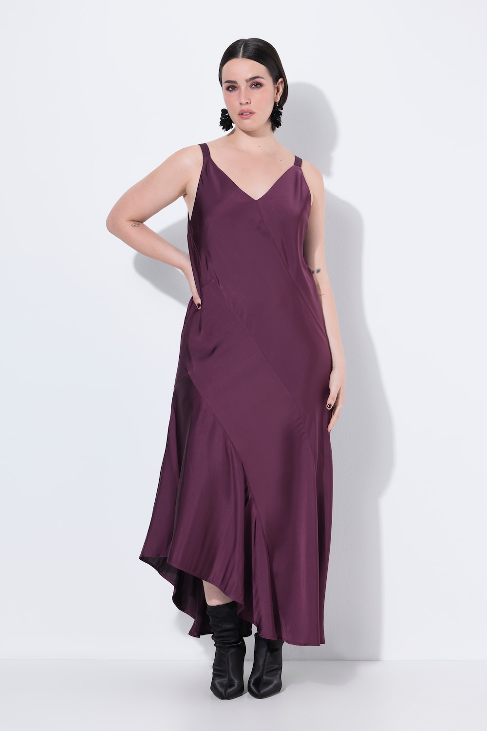 Große Größen Satin-Maxikleid, Damen, rot, Größe: 50/52, Polyester, Ulla Popken